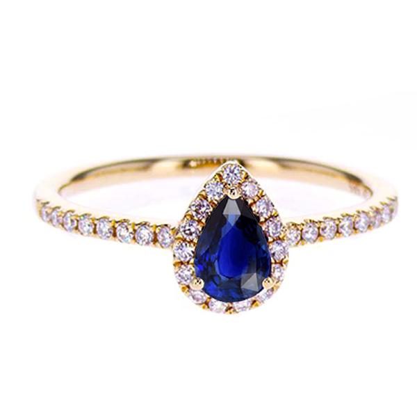 Bague en or rose avec halo de diamants et saphir de Ceylan bleu profond 2.50 carats - HarryChadEnt.FR