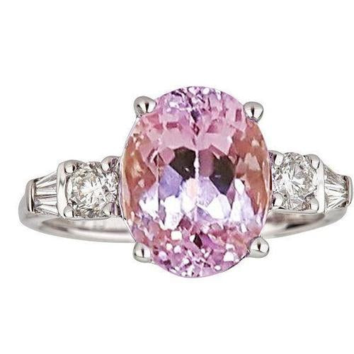 Bague en or rose taille ovale Kunzite et diamants 16.25 carats - HarryChadEnt.FR