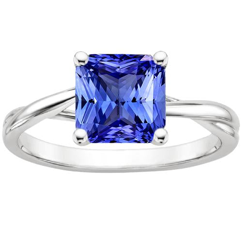 Bague en pierre précieuse solitaire en saphir bleu 2.50 carats tige torsadée - HarryChadEnt.FR