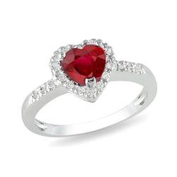 Bague en rubis rouge avec bague en diamant Bijoux en or blanc 3.20 carats
