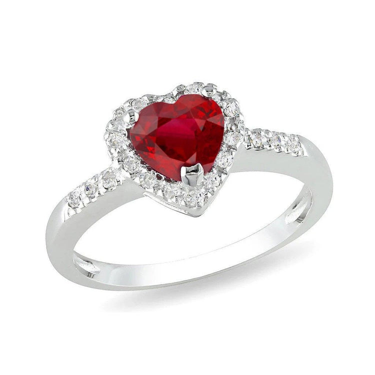 Bague en rubis rouge avec bague en diamant Bijoux en or blanc 3.20 carats - HarryChadEnt.FR