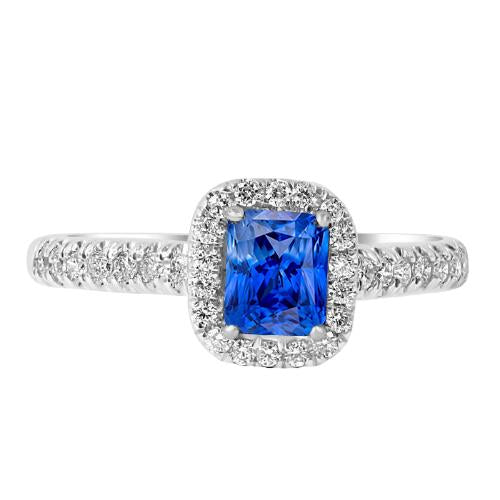 Bague en saphir avec halo de pierres précieuses 2.50 carats sertie de bijoux en diamants - HarryChadEnt.FR