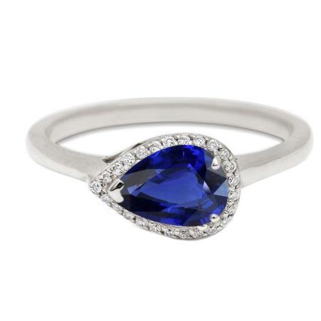 Bague en saphir avec halo de pierres précieuses taille poire 2.50 carats bijoux en diamants ronds - HarryChadEnt.FR
