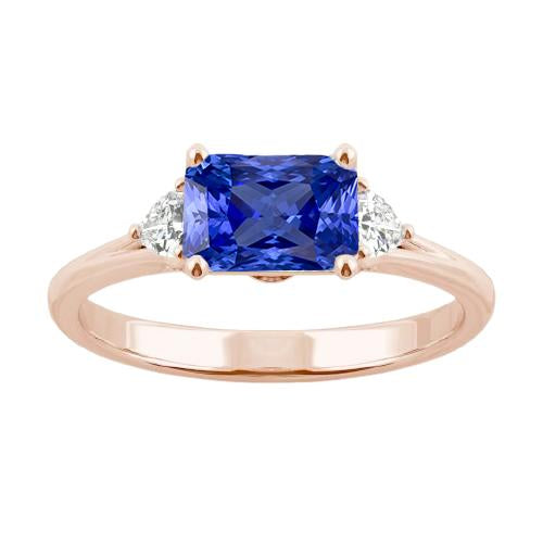 Bague en saphir bleu avec 3 trillions de pierres et tige fendue de 2.50 carats - HarryChadEnt.FR