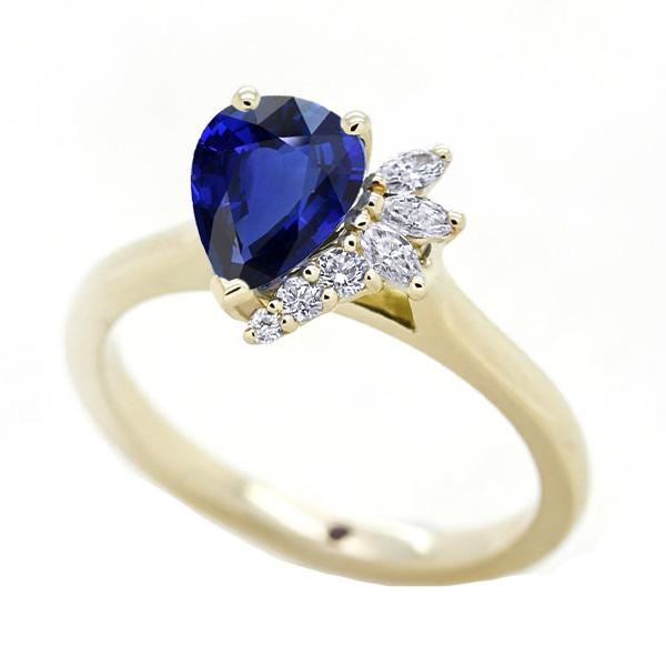 Bague en saphir bleu avec accents ronds et marquise 2.50 carats - HarryChadEnt.FR