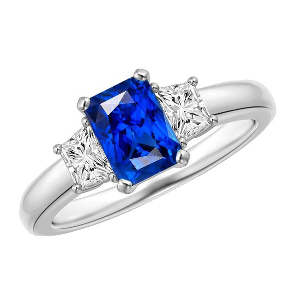 Bague en saphir bleu avec pierres précieuses de 2.50 carats. diamants éclatants étincelants - HarryChadEnt.FR