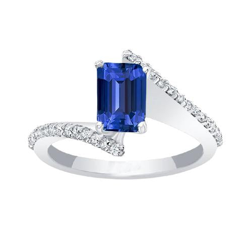 Bague en saphir bleu avec pierres précieuses sertie d'accents de style tension 2.50 carats - HarryChadEnt.FR