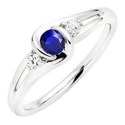 Bague en saphir bleu de style tension de 1.50 carats de bijoux en diamant rond