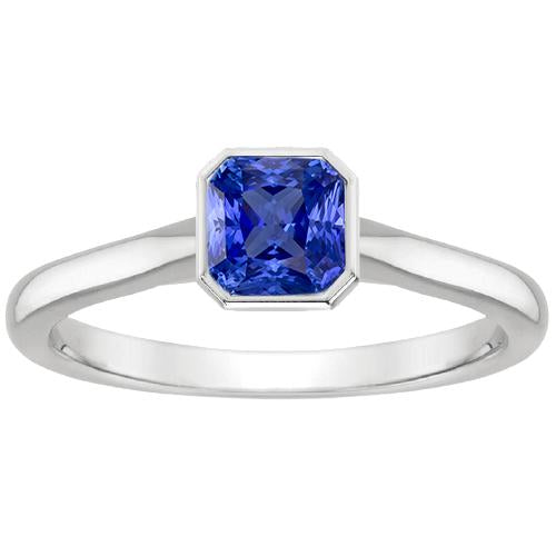 Bague en saphir bleu naturel serti de lunette 1 carat pour femme - HarryChadEnt.FR