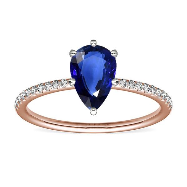 Bague en saphir bleu solitaire avec pierres précieuses et serti de diamants 3.50 carats - HarryChadEnt.FR