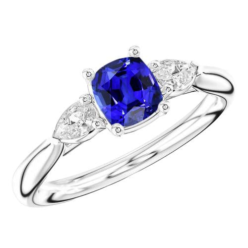Bague en saphir coussin trois pierres pour dames bijoux en diamant poire 2 carats - HarryChadEnt.FR