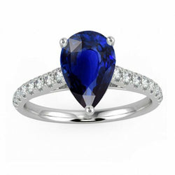 Bague en saphir de Ceylan avec pierres précieuses pour dames avec accents 4 carats