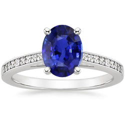 Bague en saphir de Ceylan avec pierres précieuses pour dames sertie de diamants 4.50 carats
