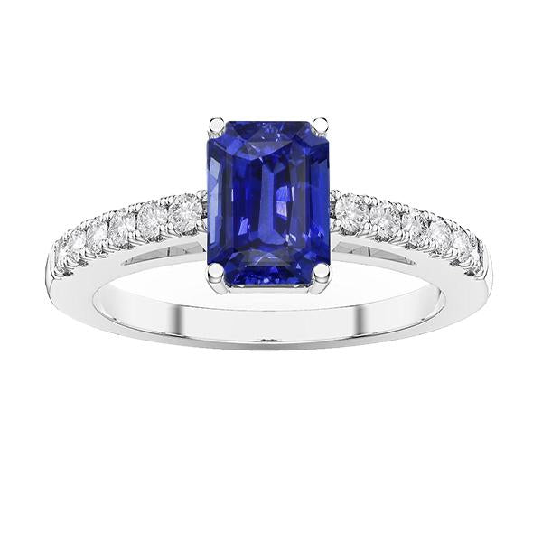 Bague en saphir de Ceylan radiant avec pierres précieuses et accents 3 carats - HarryChadEnt.FR