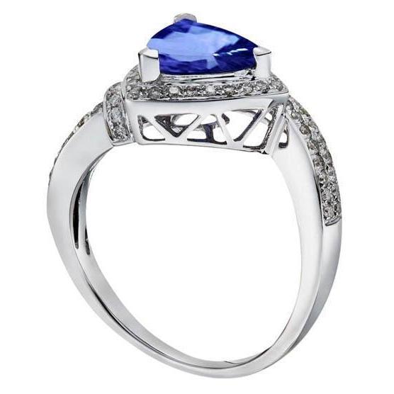 Bague en saphir de Ceylan et diamants ronds de 1.51 ct en or blanc - HarryChadEnt.FR
