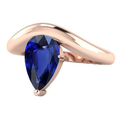 Bague en saphir de Ceylan poire solitaire 3 carats bijoux en pierres précieuses pour femmes