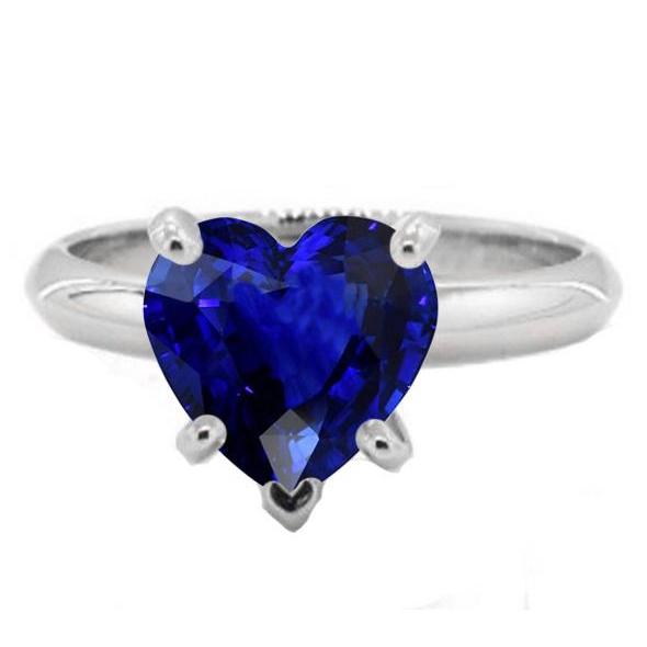 Bague en saphir de Ceylan sertie de griffes solitaires cœur de pierres précieuses 2.50 carats - HarryChadEnt.FR