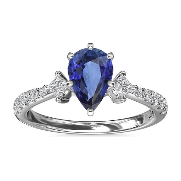 Bague en saphir de Ceylan style 3 pierres avec accents de diamants 2,50 carats - HarryChadEnt.FR