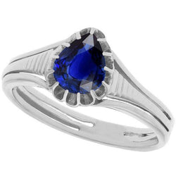 Bague en saphir de Ceylan taille poire de style vintage solitaire 2 carats