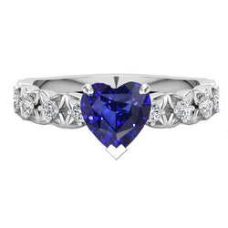Bague en saphir du Sri Lanka avec pierres précieuses et accents de 2.50 carats