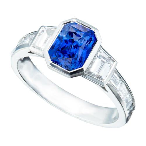 Bague en saphir radiant sertie de pierres précieuses. bijoux en diamant 2.50 carats - HarryChadEnt.FR