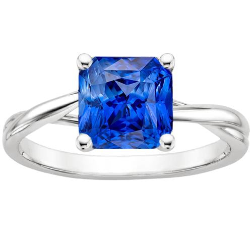 Bague en saphir radiant solitaire avec pierres précieuses tige torsadée 2.50 carats - HarryChadEnt.FR