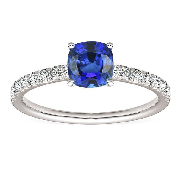 Bague en saphir taille coussin avec pierres précieuses 2.50 carats sertie de diamants - HarryChadEnt.FR