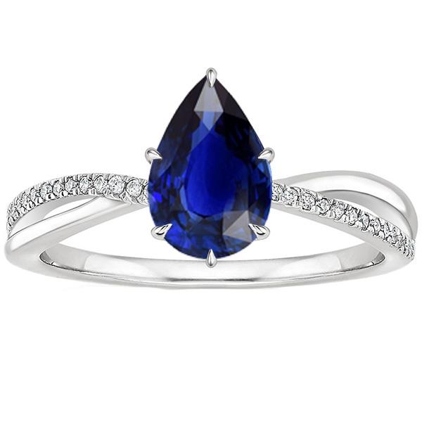 Bague femme diamant bleu saphir 5 carats bijoux en or blanc étincelant - HarryChadEnt.FR