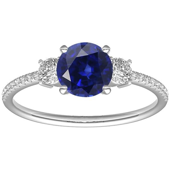 Bague femme diamant saphir 3.50 carats en or taille ronde avec accents - HarryChadEnt.FR