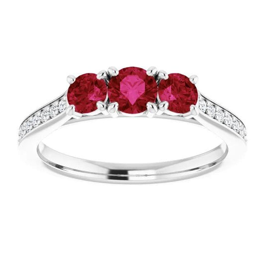 Bague or blanc 14 carats avec rubis de Birmanie 1.10 carats - HarryChadEnt.FR