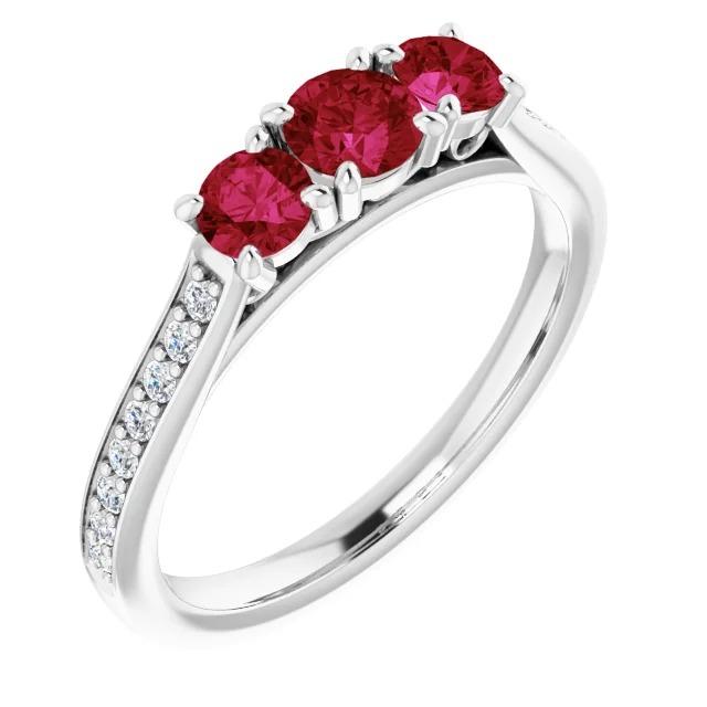 Bague or blanc 14 carats avec rubis de Birmanie 1.10 carats - HarryChadEnt.FR