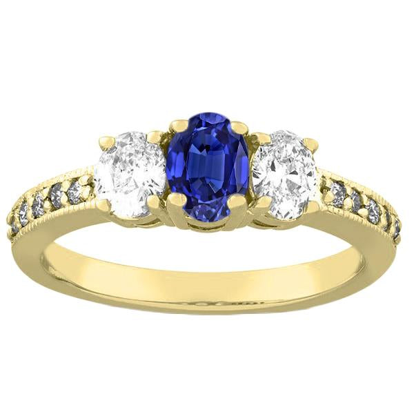 Bague ovale saphir pierres précieuses 3 carats dames bijoux en diamants étincelants - HarryChadEnt.FR