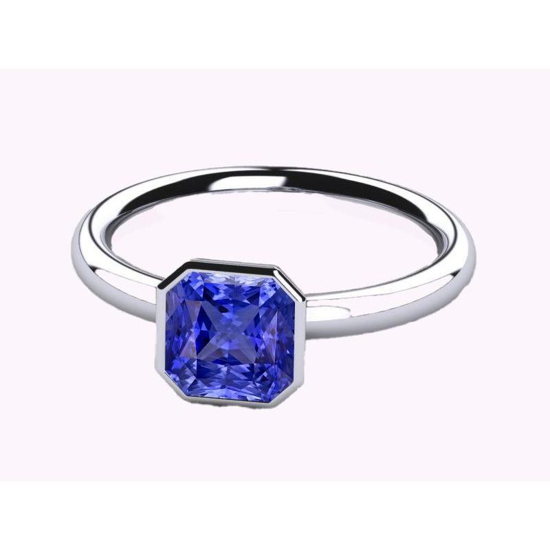 Bague pour femme Radiant Solitaire sertie lunette Saphir de Ceylan 2 carats - HarryChadEnt.FR