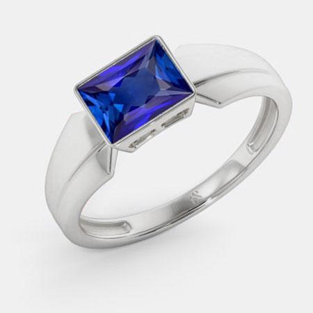 Bague pour femme solitaire 2 carats sertie de lunette saphir de Ceylan princesse - HarryChadEnt.FR