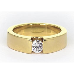 Bague pour homme en or jaune 14 carats avec diamant rond 1 carat