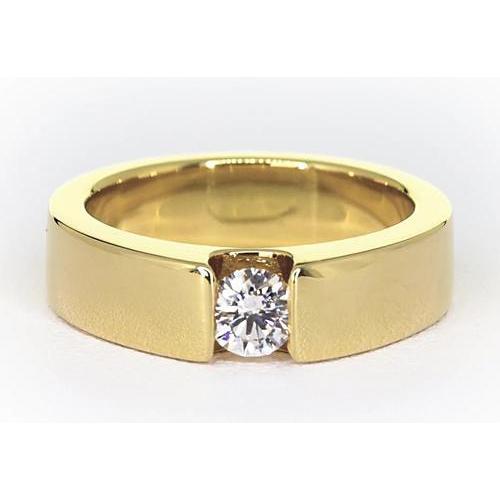 Bague pour homme en or jaune 14 carats avec diamant rond 1 carat - HarryChadEnt.FR