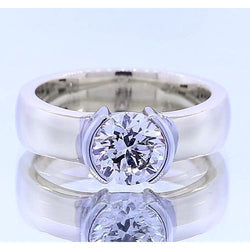 Bague pour hommes de style classique 1 carat avec diamant rond demi-lunette