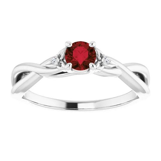 Bague rubis diamant 3 pierres 0.54 carats ensemble de bijoux à griffes torsadées - HarryChadEnt.FR
