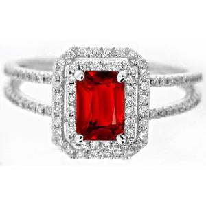 Bague rubis et diamants taille émeraude 5 carats en or blanc 14K Bijoux - HarryChadEnt.FR
