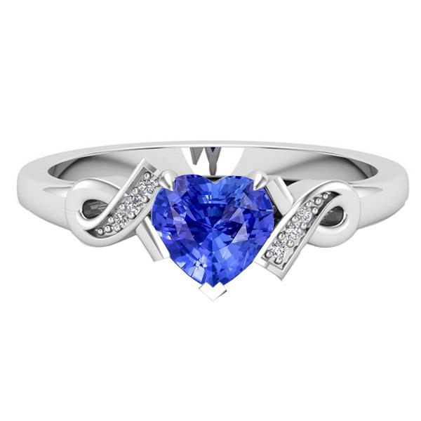 Bague saphir Srilanka en forme de coeur diamant 1.75 carats style ruban - HarryChadEnt.FR