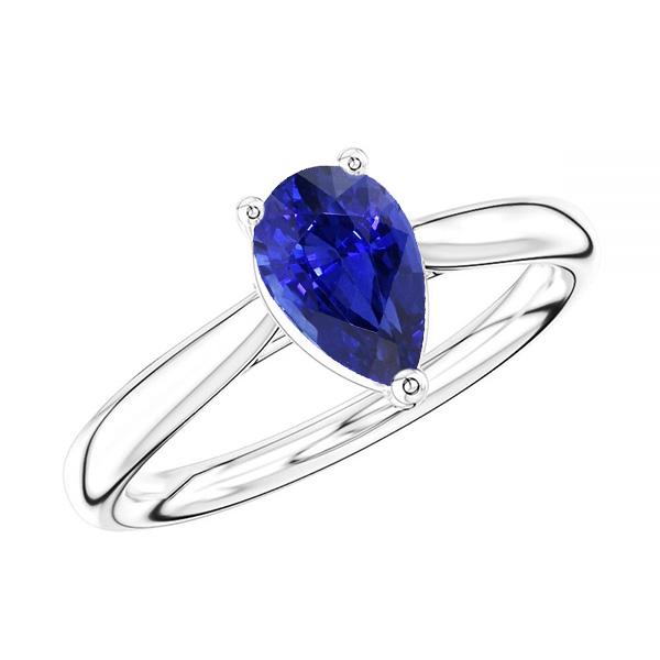Bague saphir Srilanka en forme de poire solitaire en or 1.50 carats - HarryChadEnt.FR