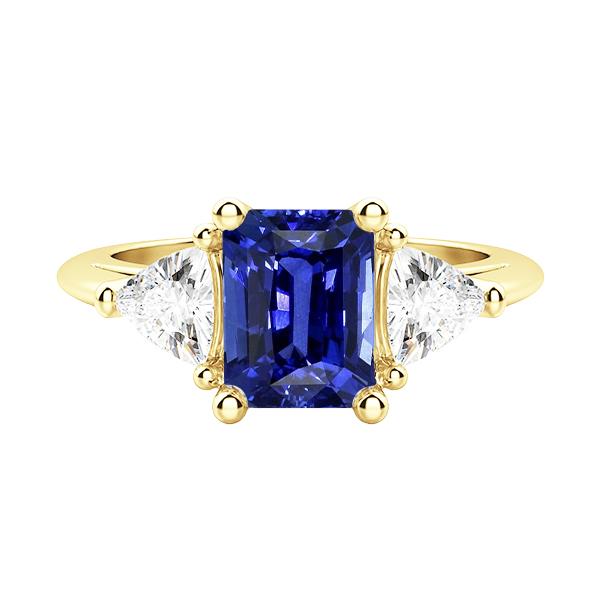 Bague saphir bleu éclatant à 3 pierres avec mille milliards de diamants 2.50 carats - HarryChadEnt.FR