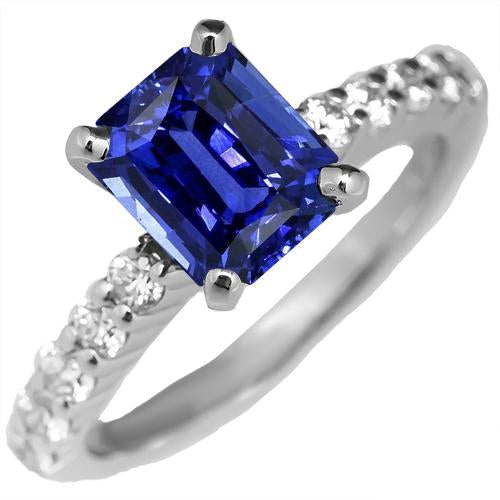 Bague saphir bleu éclatant avec pierres précieuses avec accents de diamants 2.50 carats - HarryChadEnt.FR
