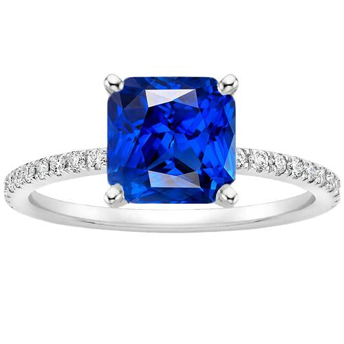 Bague saphir bleu éclatant avec pierres précieuses avec accents de diamants 3.50 carats - HarryChadEnt.FR