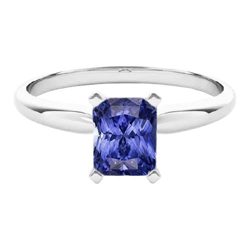 Bague saphir du Sri Lanka radiant solitaire en or pour femme 1.50 carats - HarryChadEnt.FR