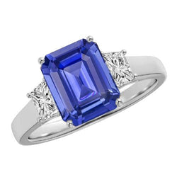 Bague saphir émeraude 3 pierres et bijoux en diamant radieux 2.75 carats