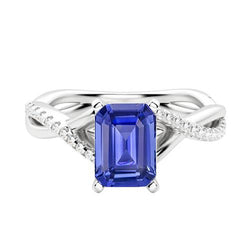 Bague saphir émeraude pierres précieuses bijoux tige infini en or 3 carats