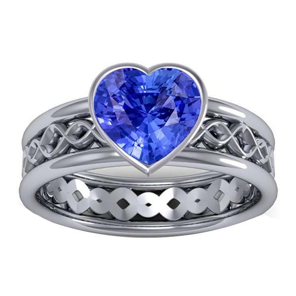 Bague saphir en forme de coeur avec lunette solitaire. style infini de 2.50 carats - HarryChadEnt.FR