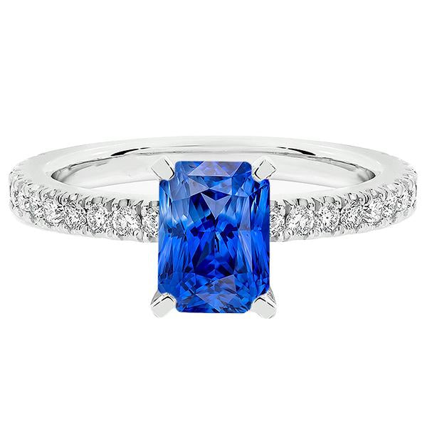 Bague saphir pour femme Radiant avec accents de diamants sertis pavé 3.50 carats - HarryChadEnt.FR