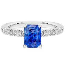Bague saphir pour femme Radiant avec accents de diamants sertis pavé 3.50 carats